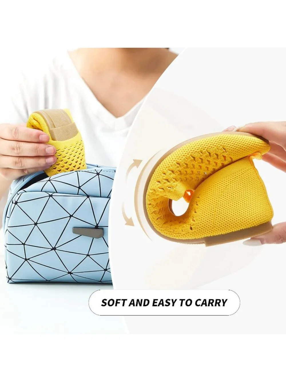 Women's Yellow Comfortable Knit Pointed Toe Slip On Business Casual Ballet Flats